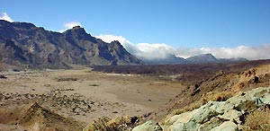 Llano de Ucanca, het mooist vanaf de Roques De Garcia. (Foto Frank Catry)